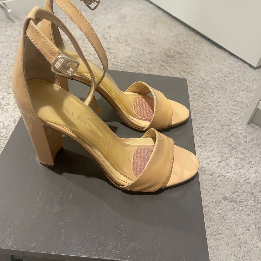 Ivanka Trump Tan Block Heel Sandals